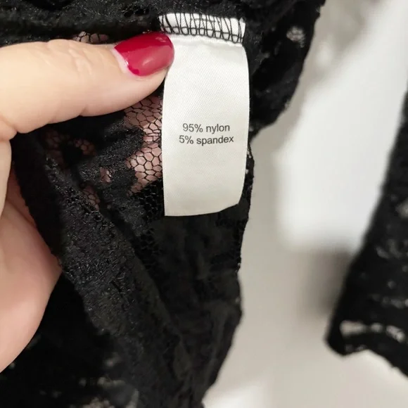 Maurices Floral Lace Blouse Womens Sz 1 Black Long Sleeve Semi-Sheer Whimsigoth - Picture 6 of 13